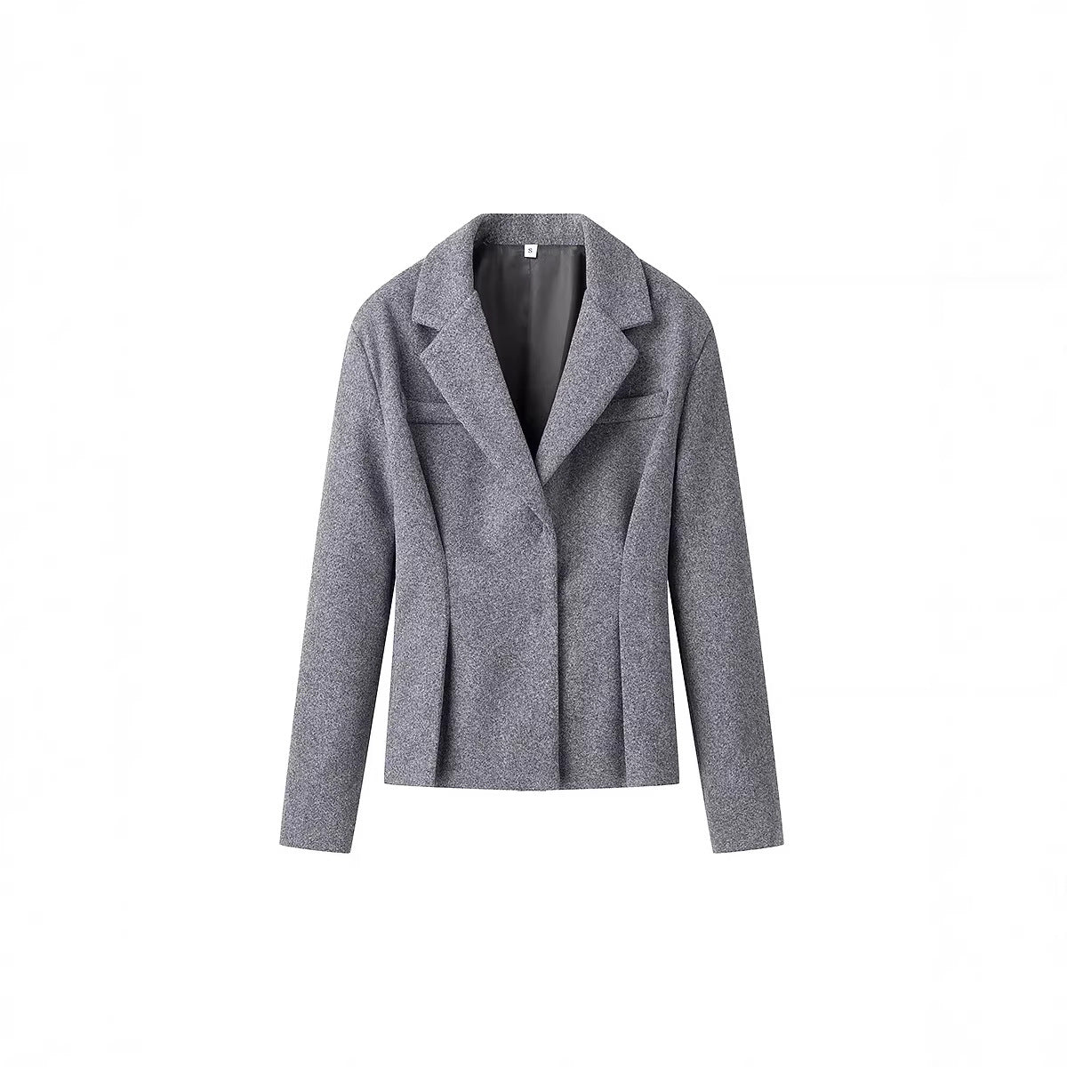 Women's Tailored Wool Blend Suit with Short Blazer and Pleat-Like Midi Skirt Fashion Glam