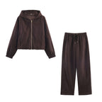 Ladies Boxy Hooded Jacket in Velvet Look with Full Zip and Elastic Hem Fashion Glam