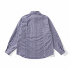 Unisex Oversize-Long Sleeve Shirt made of lightweight textured cotton with a Kent collar and fine striped border Fashion Glam