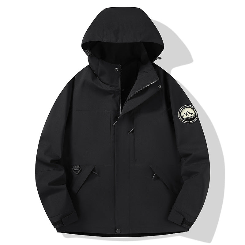 Women's waterproof hardshell outdoor jacket with hood and multifunction pockets Fashion Glam