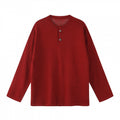 Unisex Oversize knit sweater with Henley button placket, straight hem and light texture Fashion Glam