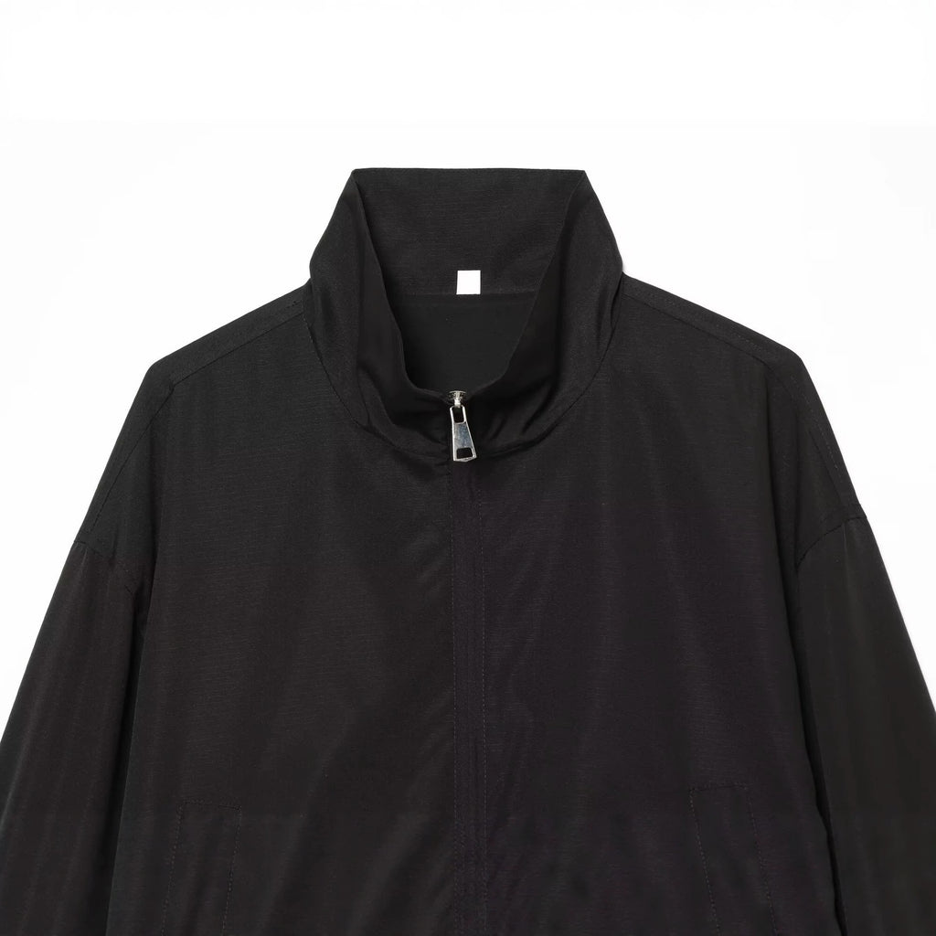 Women's lightweight adjustable windbreaker with stand-up collar, drawstring and tulle trim Fashion Glam