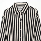Women Long Sleeve Shirt with Vertical Stripes and Waist Tie Fashion Glam