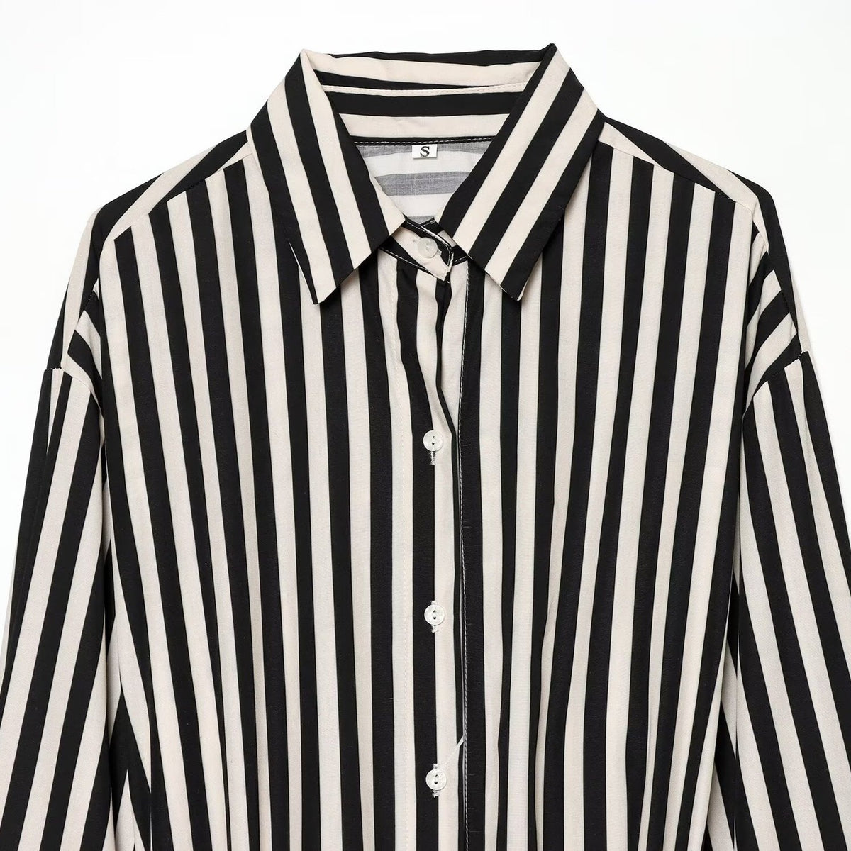 Women Long Sleeve Shirt with Vertical Stripes and Waist Tie Fashion Glam