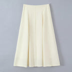 Women's midi skirt with tailored A-line and piped box pleats Fashion Glam