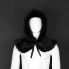 Women's hooded stole made of dense faux fur with tie and shoulder cape Fashion Glam