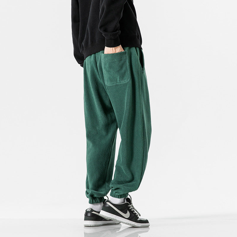 Men's wide-cut fleece jogging pants with elastic cuffs and side pockets Fashion Glam