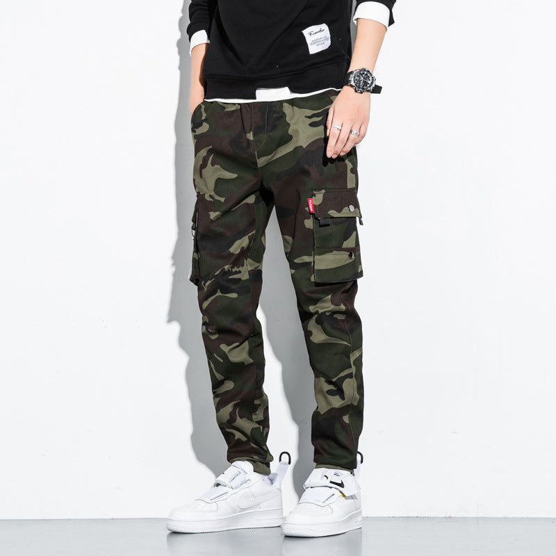 Men's Camouflage Cargo Jogging Pants with Tapered Cut, Elastic Waistband, and Multifunctional Pockets Fashion Glam