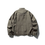 Men's Boxy Canvas Jacket with Stand-Up Collar, Zipper and Seam Panels Fashion Glam