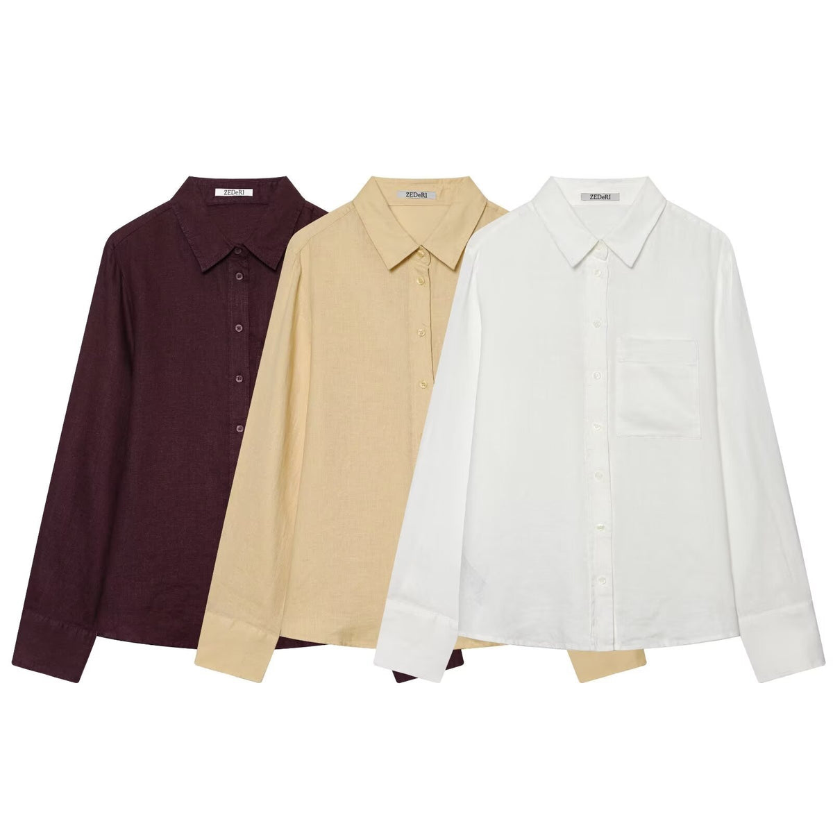 Women's Oversized Cotton Shirt with Kent Collar, Patch Chest Pocket and Straight Hem Fashion Glam