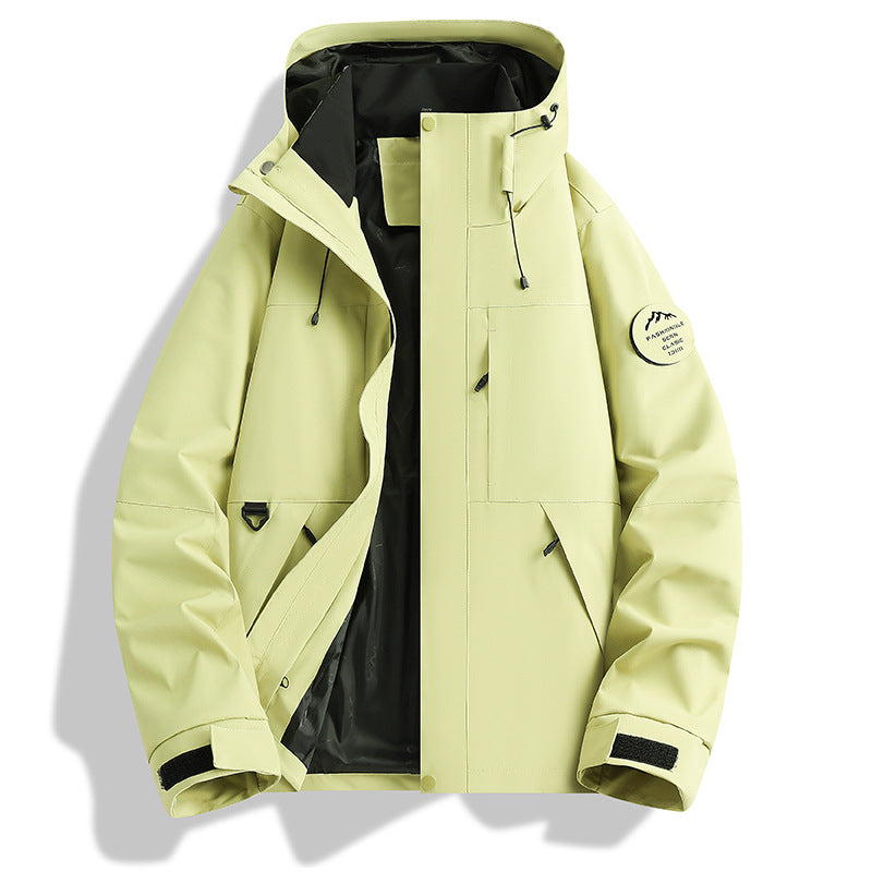 Men's Water and Windproof Softshell Outdoor Jacket with Adjustable Hood Fashion Glam