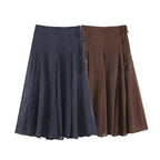 Women's Flowing A-Line Midi Skirt with Polka Dot Print and Tie Bow Fashion Glam