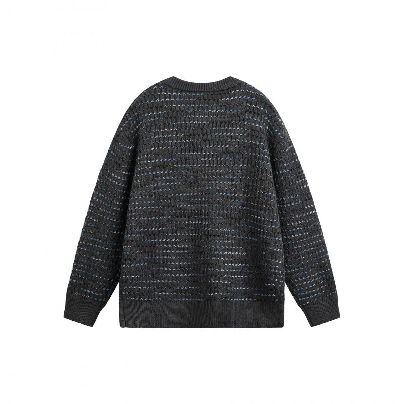 Unisex fine-knit sweater with structured striped look and round neck Fashion Glam