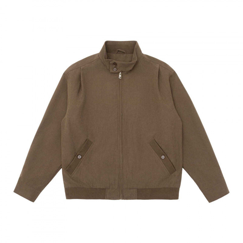 Men's Lightweight Blouson Jacket in Bomber Style with Stand-Up Collar and Concealed Zipper Fashion Glam