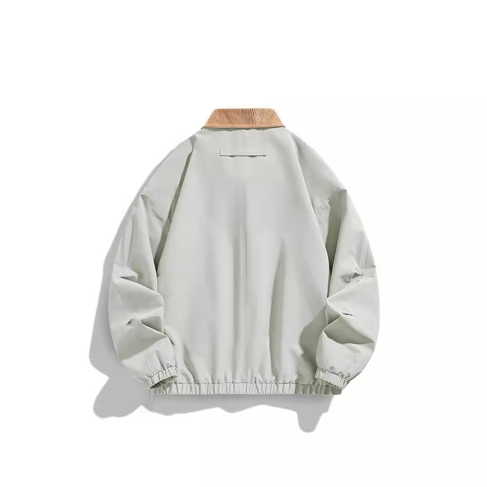 Men's Oversized Blouson with Cord Collar, Snap Button Closure, and Flap Pockets Fashion Glam