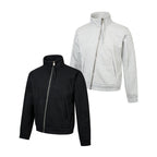 Unisex Short-cut Sporty Zip Jacket with diagonal zip, stand-up collar and side pockets Fashion Glam