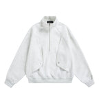 Unisex Oversize-Halfzip-Sweatshirt with Stand-up Collar and Flap Pockets Fashion Glam