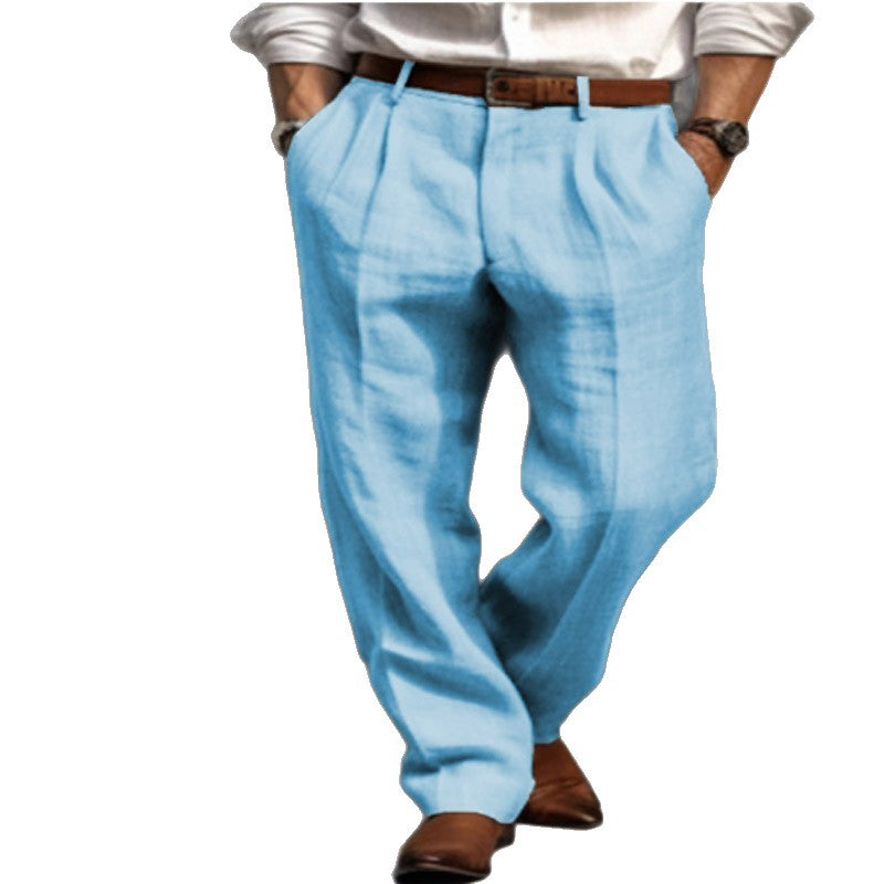 Men's linen pants with a wide cut and pleats Fashion Glam