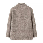 Ladies short blazer coat made of wool blend with bouclé structure and flap pockets Fashion Glam