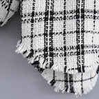 Women's Checked Boucle Shirt Jacket in Oversized Shacket Style with Chest Pockets Fashion Glam