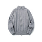 Unisex Zip Sweater with Stand-Up Collar and Vertical Structure Fashion Glam