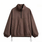 Women's lightweight dotted anorak with half zipper and drawstring Fashion Glam