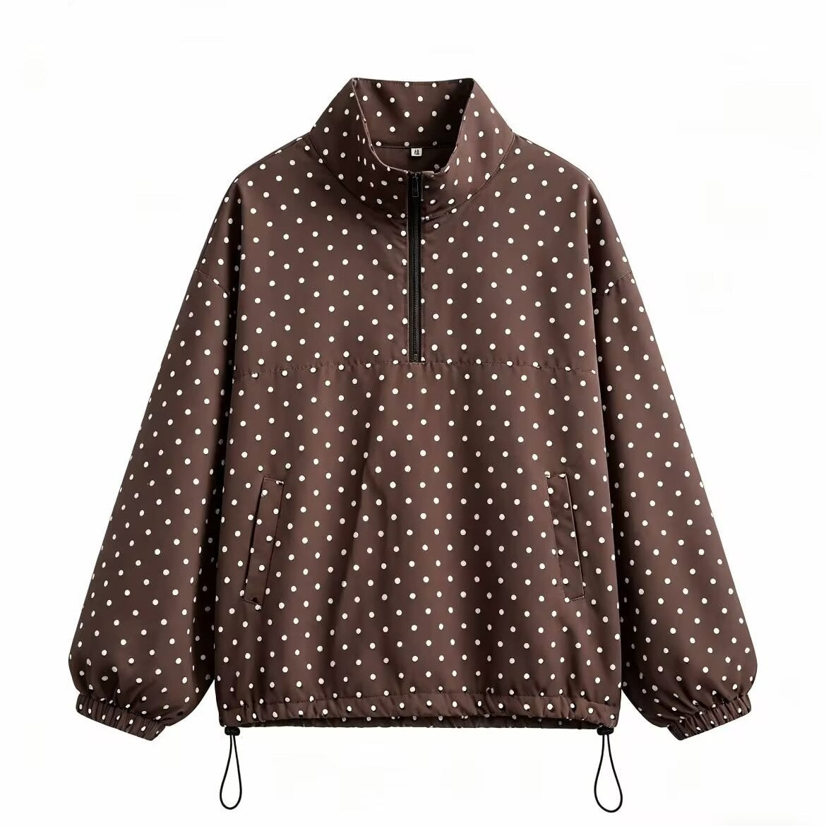 Women's lightweight dotted anorak with half zipper and drawstring Fashion Glam
