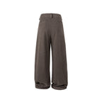 Women's Wide Palazzo Pants with High Waist, Pleats and Turned Hem Fashion Glam