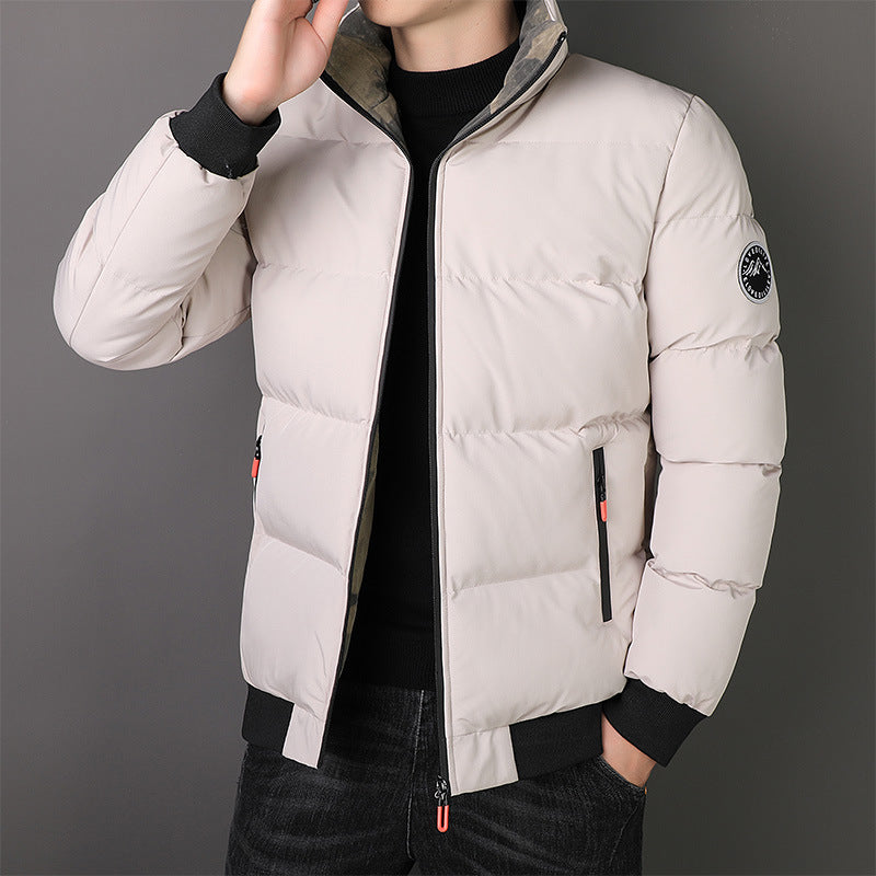 Men's short padded quilted jacket with camouflage lining, ribbed cuffs, and zip pockets Fashion Glam