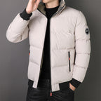 Men's short padded quilted jacket with camouflage lining, ribbed cuffs, and zip pockets Fashion Glam