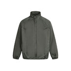 Men's Minimalist Nylon Bomber Jacket with Stand Collar, Raglan Sleeves and Gathered Hem Fashion Glam