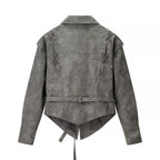 Women's Tailored Suede Blazer with Tie Belt and Lacing Detail Fashion Glam