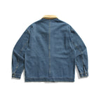 Unisex Boxy Jeans Jacket with Cord Collar, Snap Button Placket and Side Pockets Fashion Glam