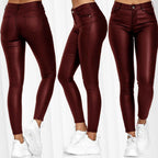 Women's Coated High-Waist Skinny Jeans Look Pants Fashion Glam