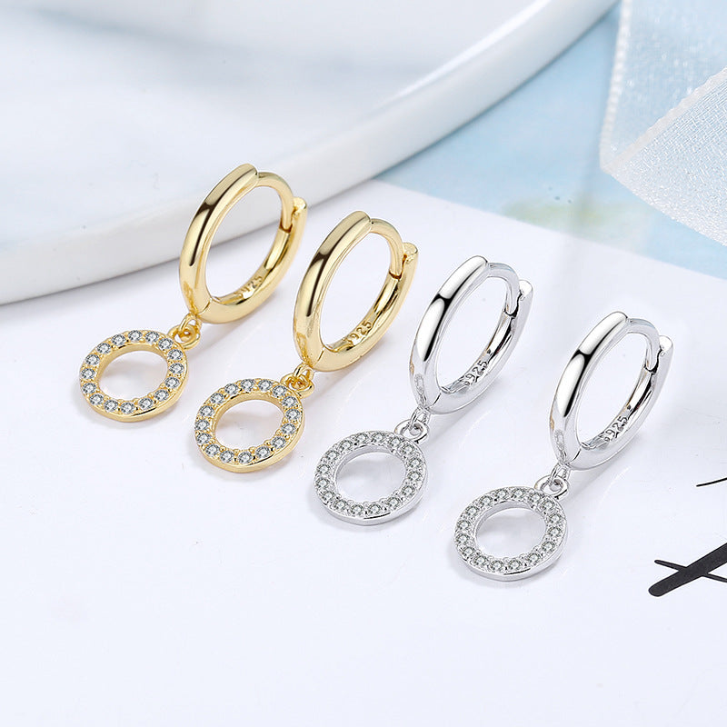 Women's earrings with sparkling circle pendant Fashion Glam