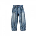 Men's Wide Patchwork Denim Jeans in Baggy Cut with Inserted Knee Panels Fashion Glam
