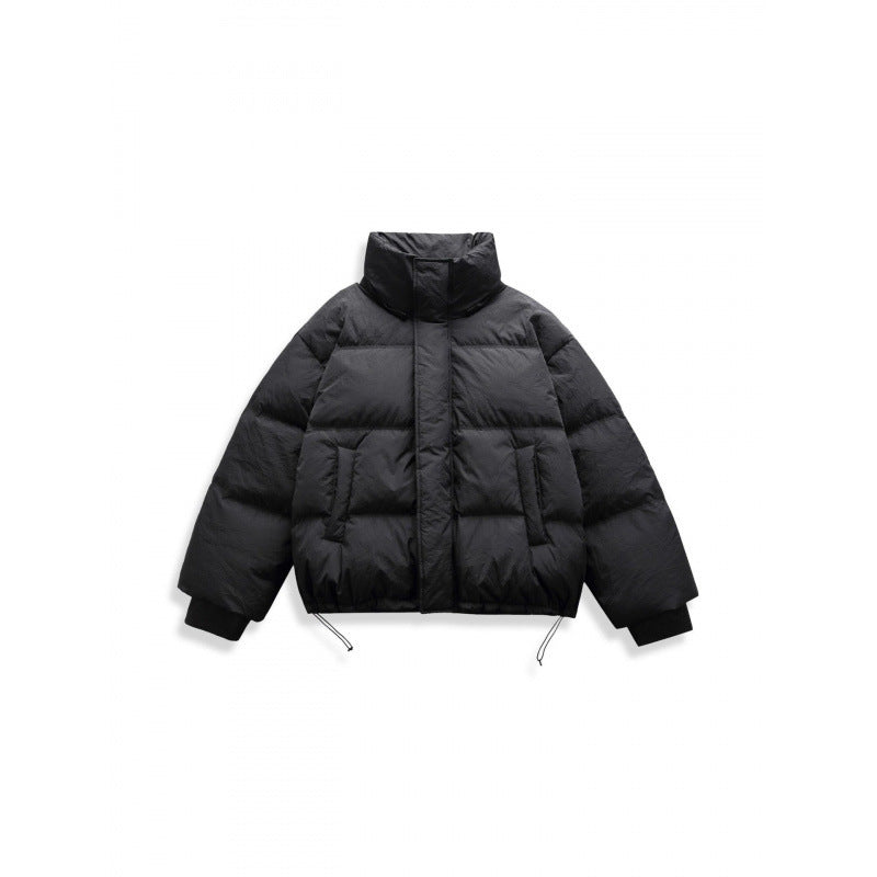 Unisex Short Padded Jacket with Hood, High Stand-Up Collar, and Adjustable Hem Fashion Glam