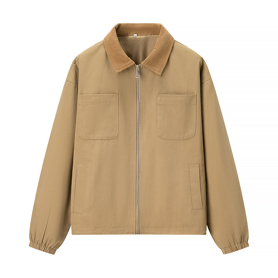 Men's Lightweight Utility Transition Jacket with Cord Collar and Chest Pockets Fashion Glam