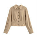 Women's short jacket with shirt collar and figure-flattering darts Fashion Glam