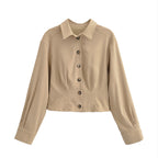Women's short jacket with shirt collar and figure-flattering darts Fashion Glam
