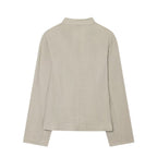 Women's short blazer with Mandarin collar, decorative button placket and curved hem Fashion Glam