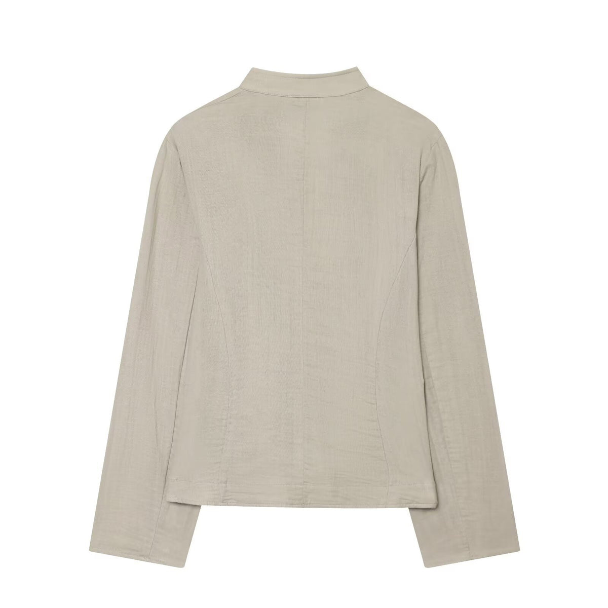Women's short blazer with Mandarin collar, decorative button placket and curved hem Fashion Glam
