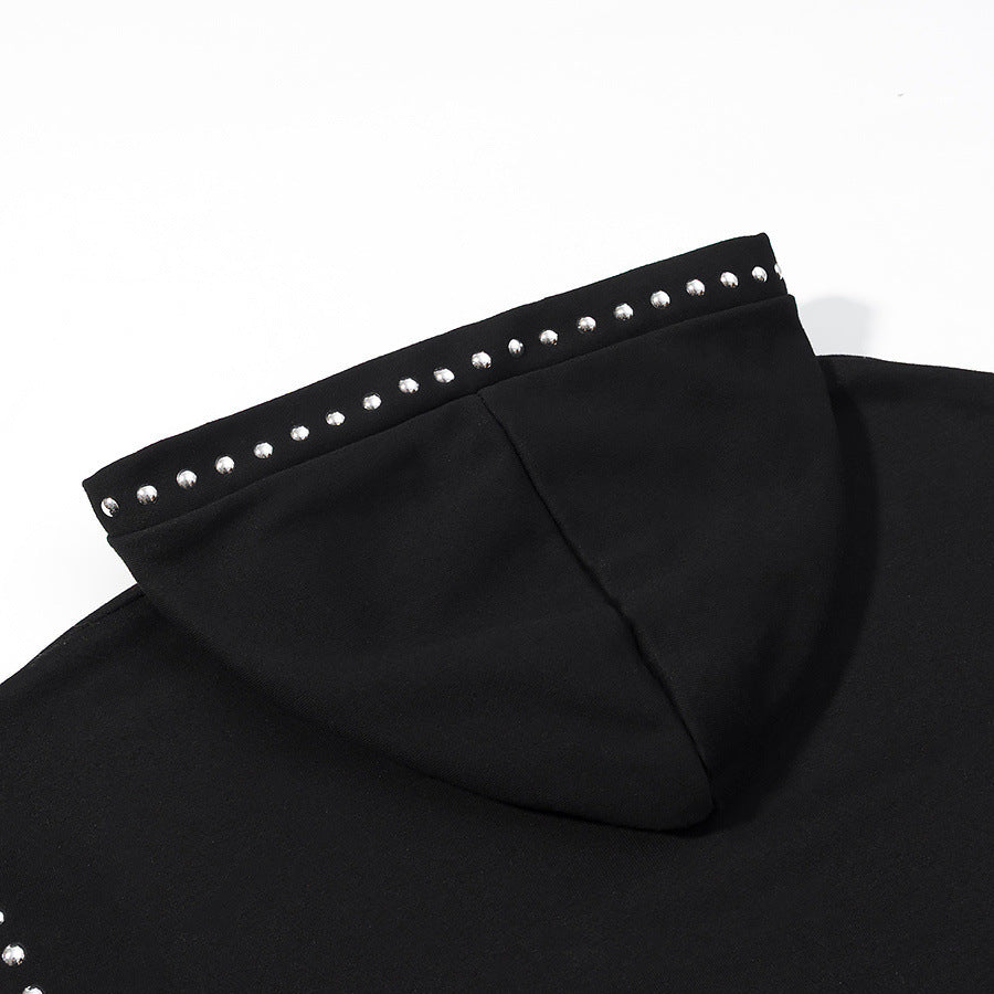 Ladies Oversized Hoodie with Studded Details and Soft Cuffs Fashion Glam