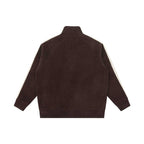 Unisex Oversize Teddy fleece Zipped jacket with stand-up collar and contrast stripes Fashion Glam