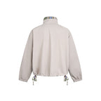 Women Short Tail Bomber Jacket with Stand-Up Collar and Patterned Lining Fashion Glam