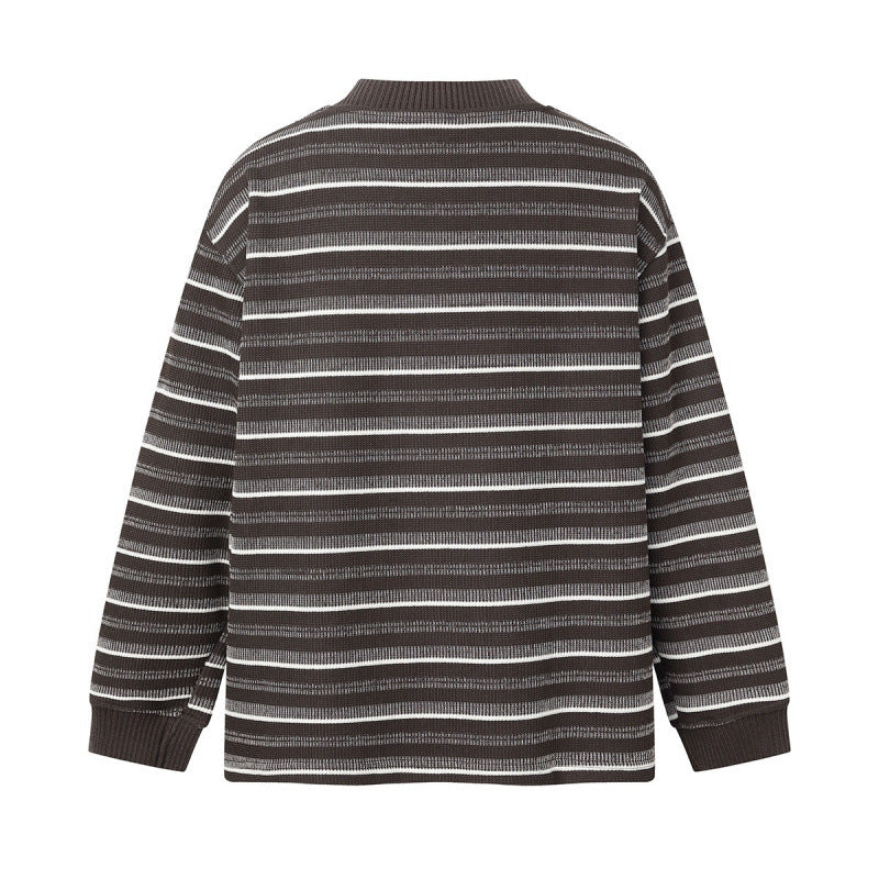 Unisex locker-fit structured knit sweater with round neck and maritime stripes Fashion Glam