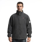 Men's fleece outdoor jacket with stand-up collar, full-length zipper, and elastic cuffs Fashion Glam