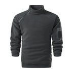 Men's Tactical Microfleece Sweater with High Stand-Up Collar, Sleeve Zip Pocket and Raglan Sleeves Fashion Glam