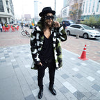 Men's camouflage faux fur coat with long cut and oversized silhouette Fashion Glam