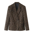 Women's Fitted Blazer in Leopard Print with Lapels and Flap Pockets Fashion Glam